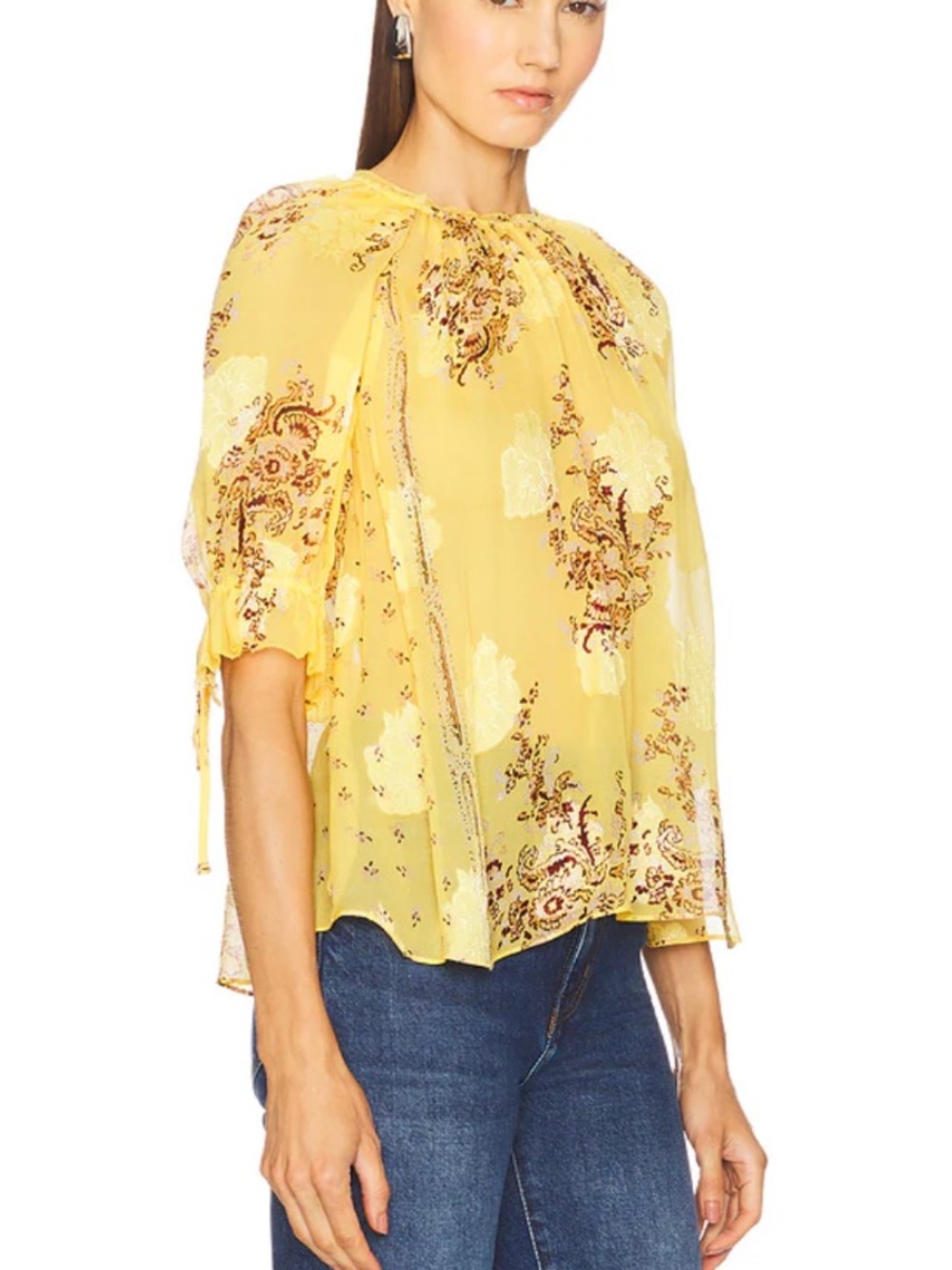 Ulla Johnson NWT pippa short sleeve silk blend soleil floral blouse sz 6